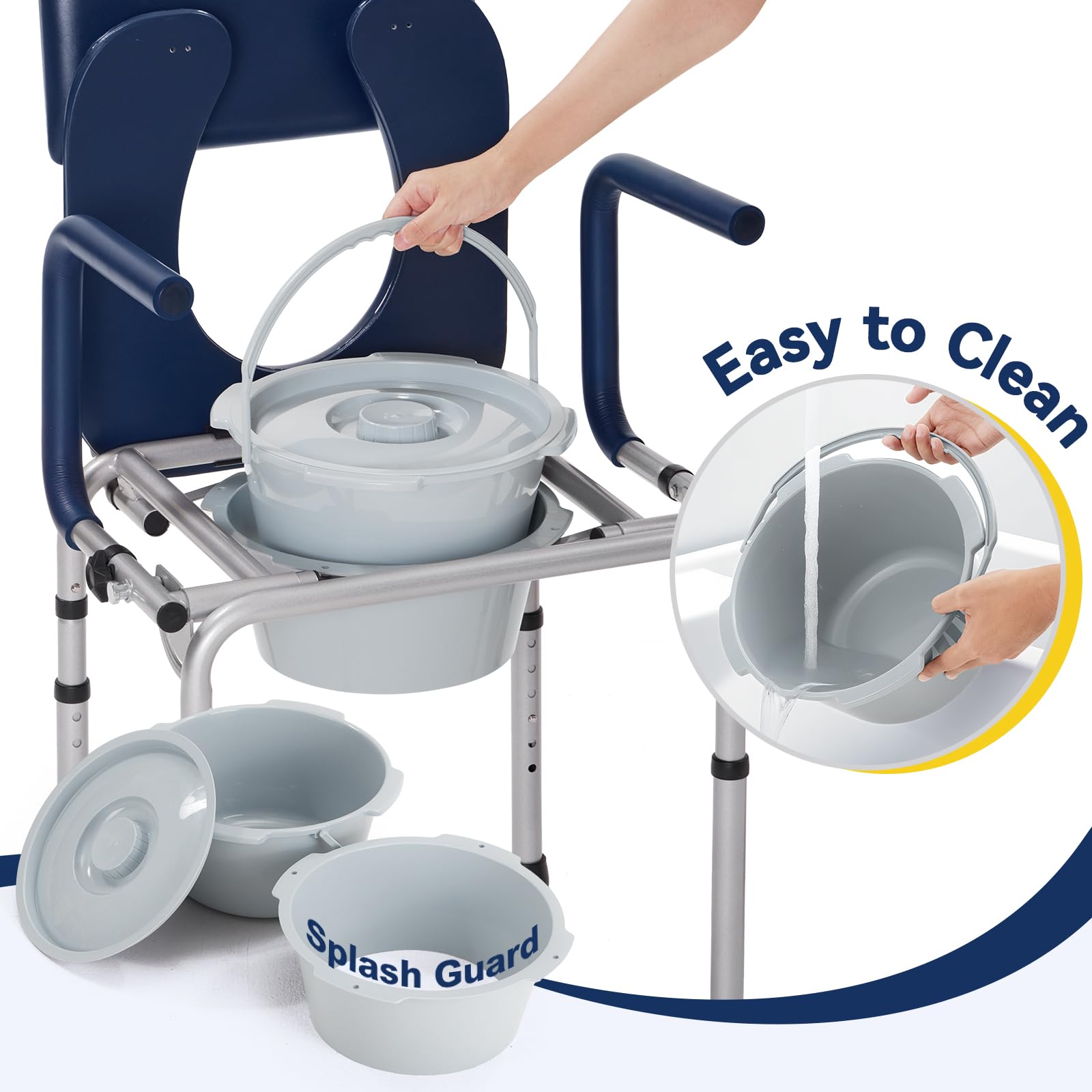 M73 Drop Arm Bedside Commodes for Seniors, Potty Chair for Adults — Amazon image 6