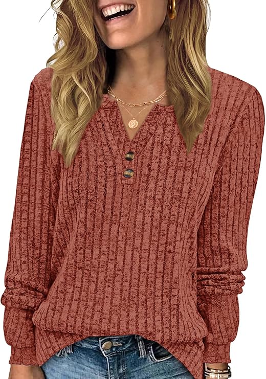 VUTRU Sweater for Women V Neck Long Sleeve Shirts Lightweight Loose Tunic Tops Fall Fashion Trendy Clothes 2025