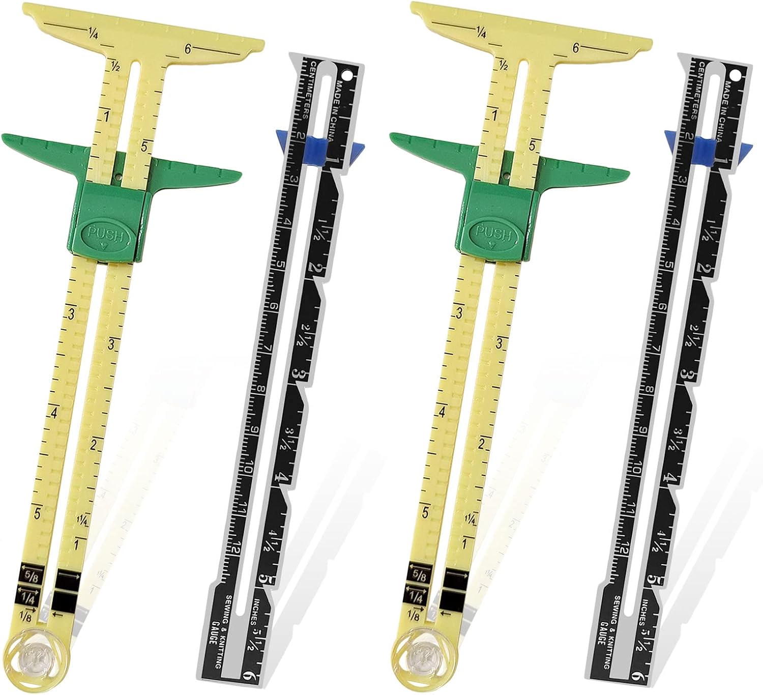 YEQIN 4-Piece 5-in-1 Sliding Sewing Gauge Ruler Set - Precise Measuring Tool for Quilting, Knitting, Crafting & Beginners