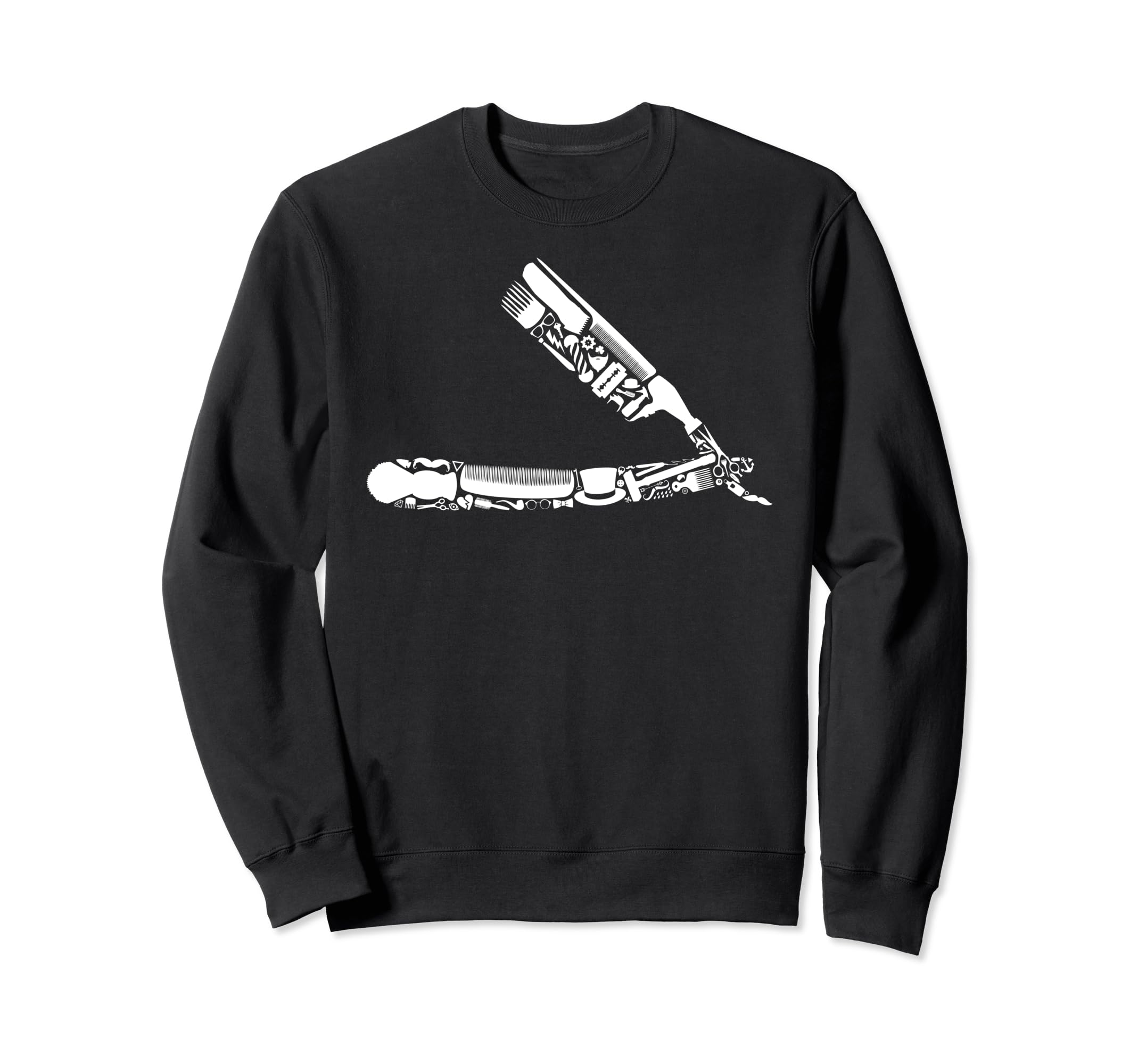 Barber's Straight Edge Razor Icons - Barbershop Sweatshirt