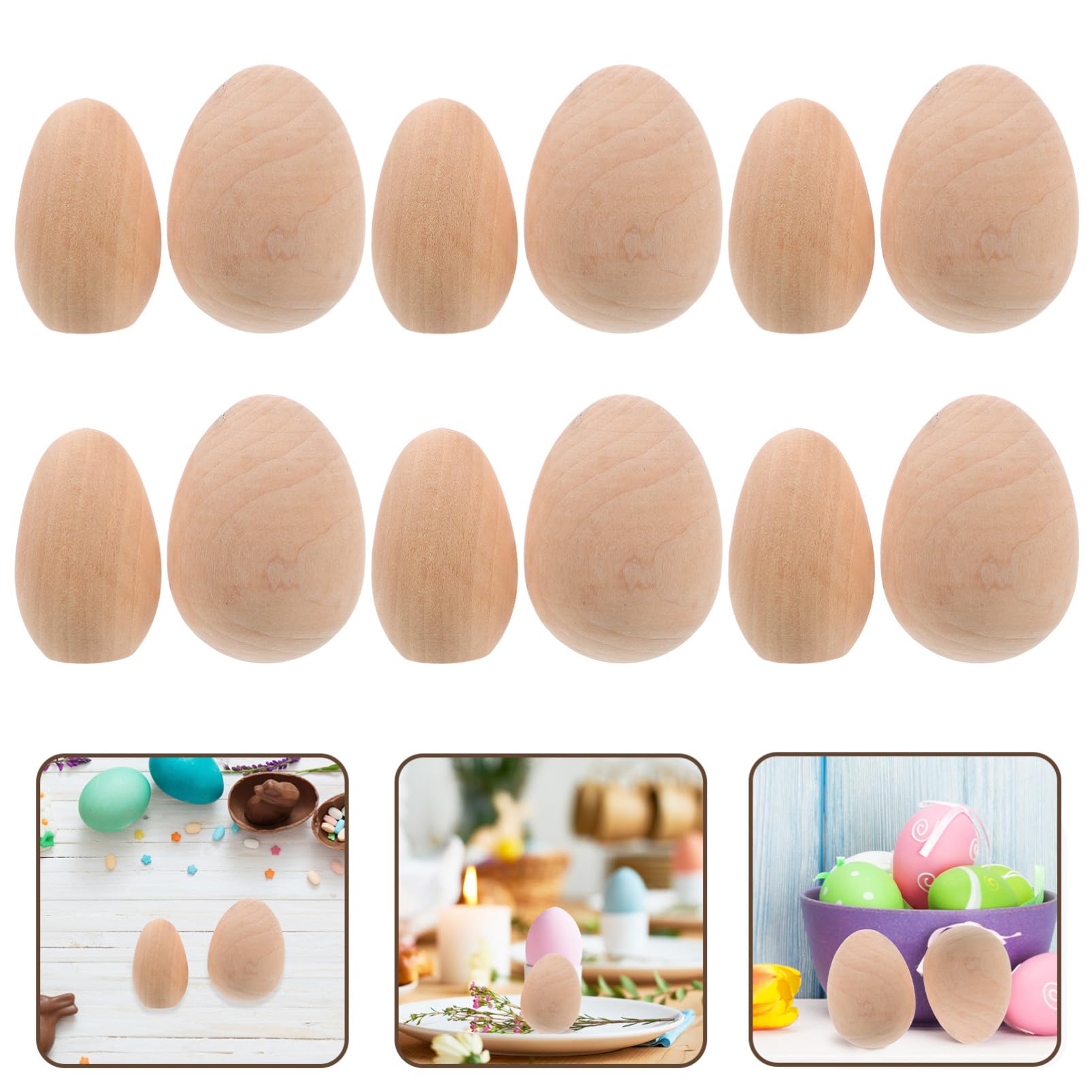 NUOBESTY 4 Set Di Uova Di Legno Non Finite Per Lavoretti Pasquali Riempitivi Pasquali Preriempiti 20 Pezzi * 4