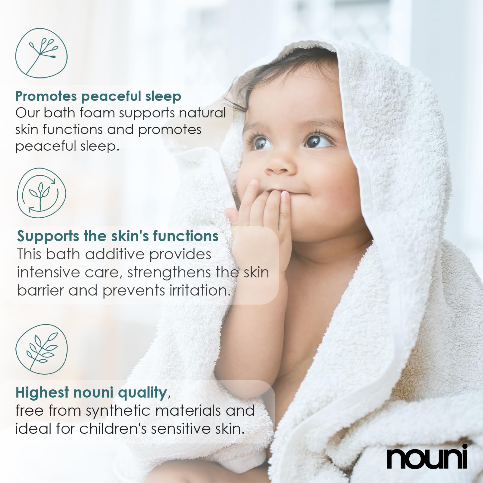 nouni Bubble Bath for Kids - Safe & Gentle Bath Additive with Low Foaming Action, Vegan, Free from Parabens & Sulfates, 250 ml - Image 3