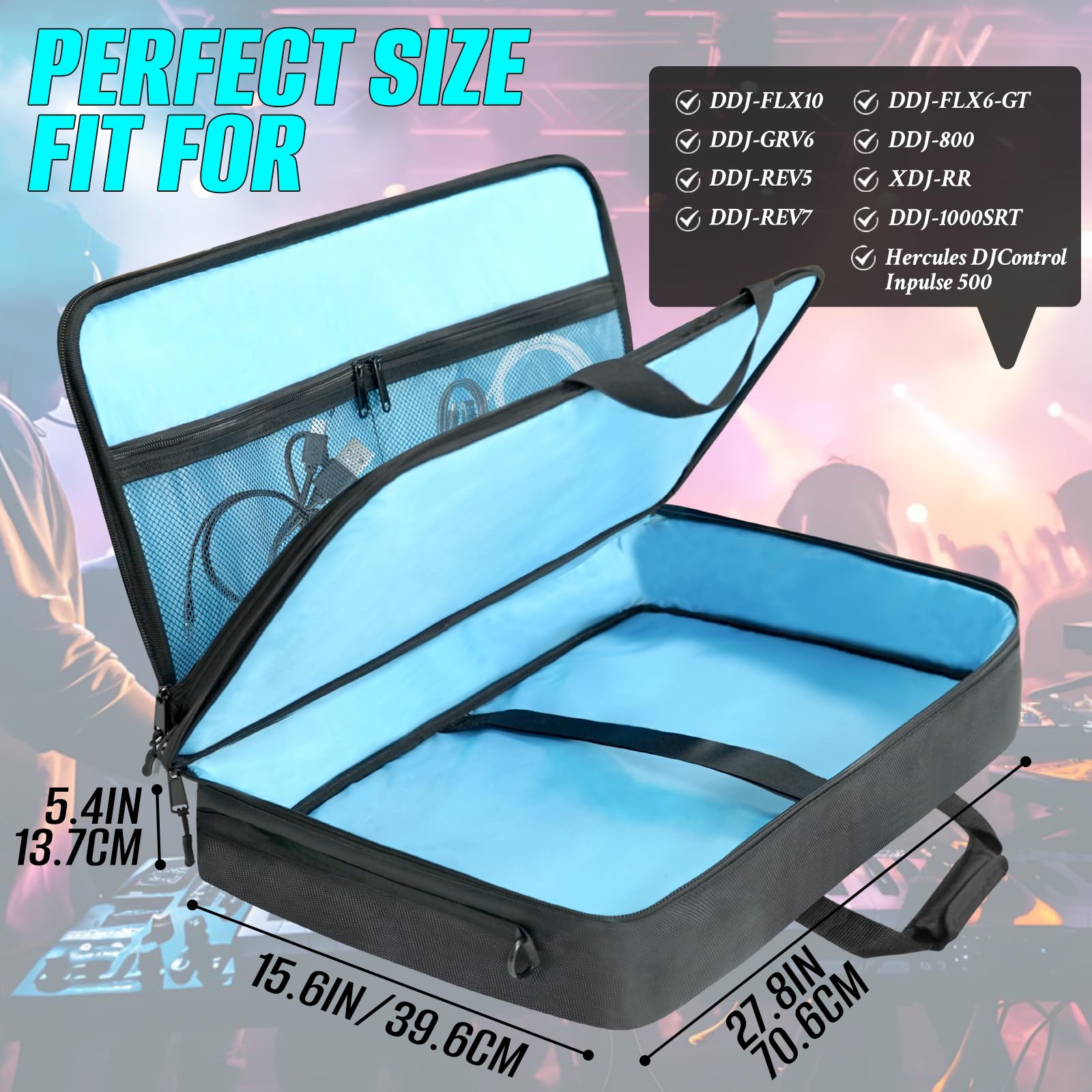 SUNDOY Borsa imbottita per controller DJ DDJ-FLX10, DDJ-GRV6, DDJ-REV5, DDJ-REV7, DDJ-FLX6-GT, DDJ-800, XDJ-RR, DDJ-1000SRT, RX, S8, DDJ SX, SX2, SX3, Inpulse 500