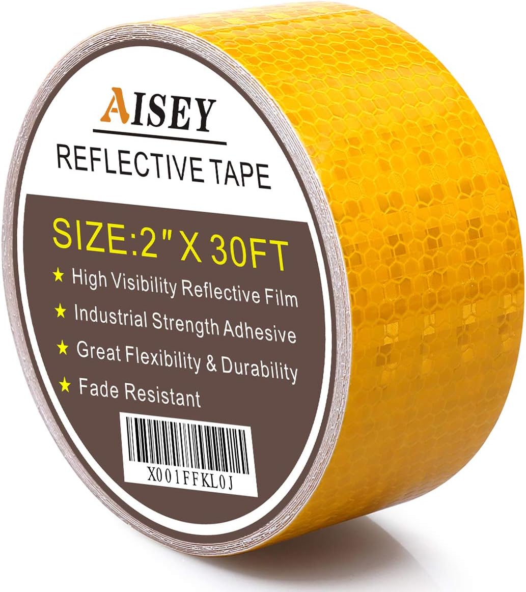 2" x 30 Feet Yellow Reflective Hazard Caution Conspiciuity Tape For School Bus Truck Trailer Boat Semi Motorcycle Bike and Helmet