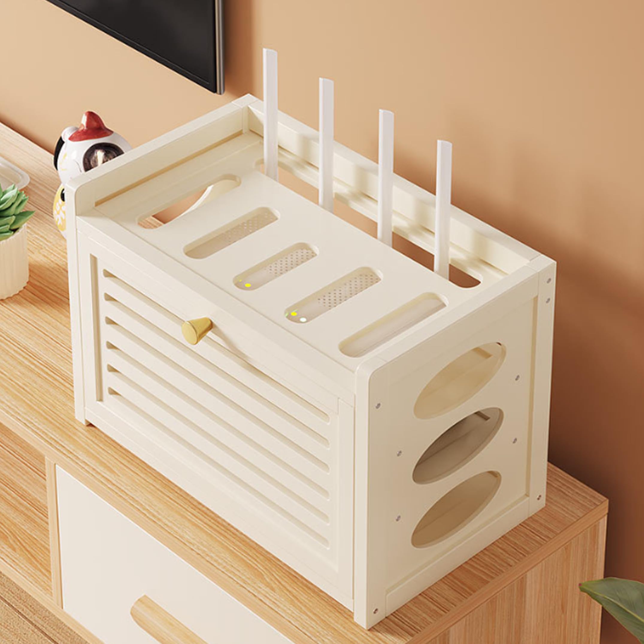 Étagères flottantes, Cache-boîte de routeur, Organisateur de câbles, Blanc, 12 Pouces | Cache les câbles disgracieux, s'adapte à la plupart des routeurs, pour la maison et le bureau.
