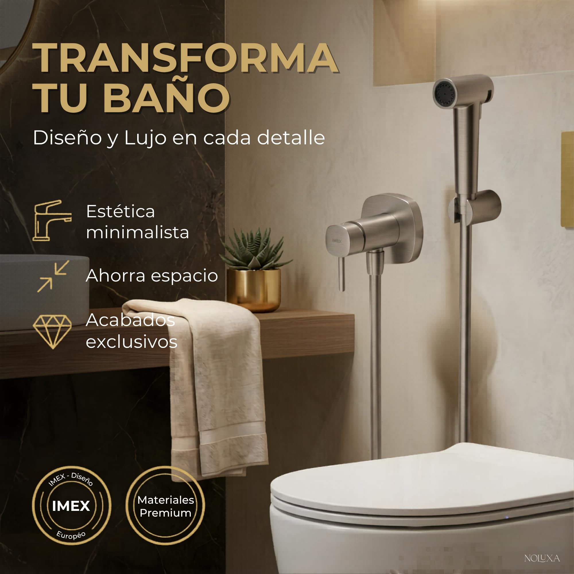 IMEX Bidet prysznic z zimną i gorącą wodą, szczotkowany nikiel, bateria do zabudowy bidet, do toalety, higieniczna jednouchwytowa głowica prysznicowa do toalety, zamienna bateria bidetowa, seria