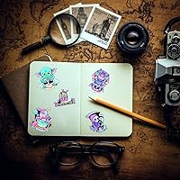 Vista 7 de Lindas calcomanías góticas para niños, 50 calcomanías de vinilo impermeables para botellas de agua, cuadernos, portátiles, fundas de teléfono