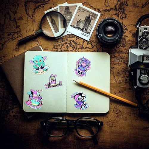 Miniatura 7 de Lindas calcomanías góticas para niños, 50 calcomanías de vinilo impermeables para botellas de agua, cuadernos, portátiles, fundas de teléfono,