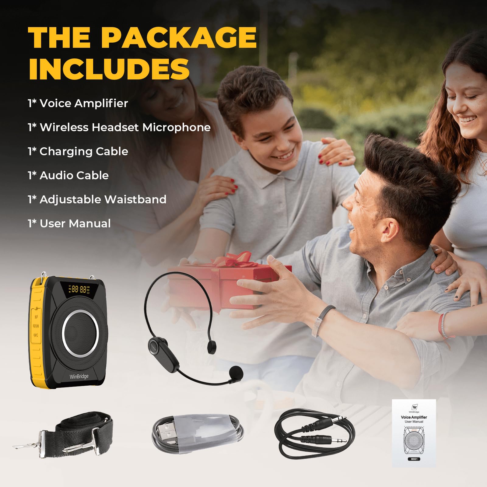 Sprachverstärker mit kabellosem Mikrofon Headset - Wasserdichtes Bluetooth 5.0 PA-System mit TWS Stereo, SOS, Aufnahme - Wiederaufladbares tragbares Lautsprechermikrofon für Lehrer, Trainer