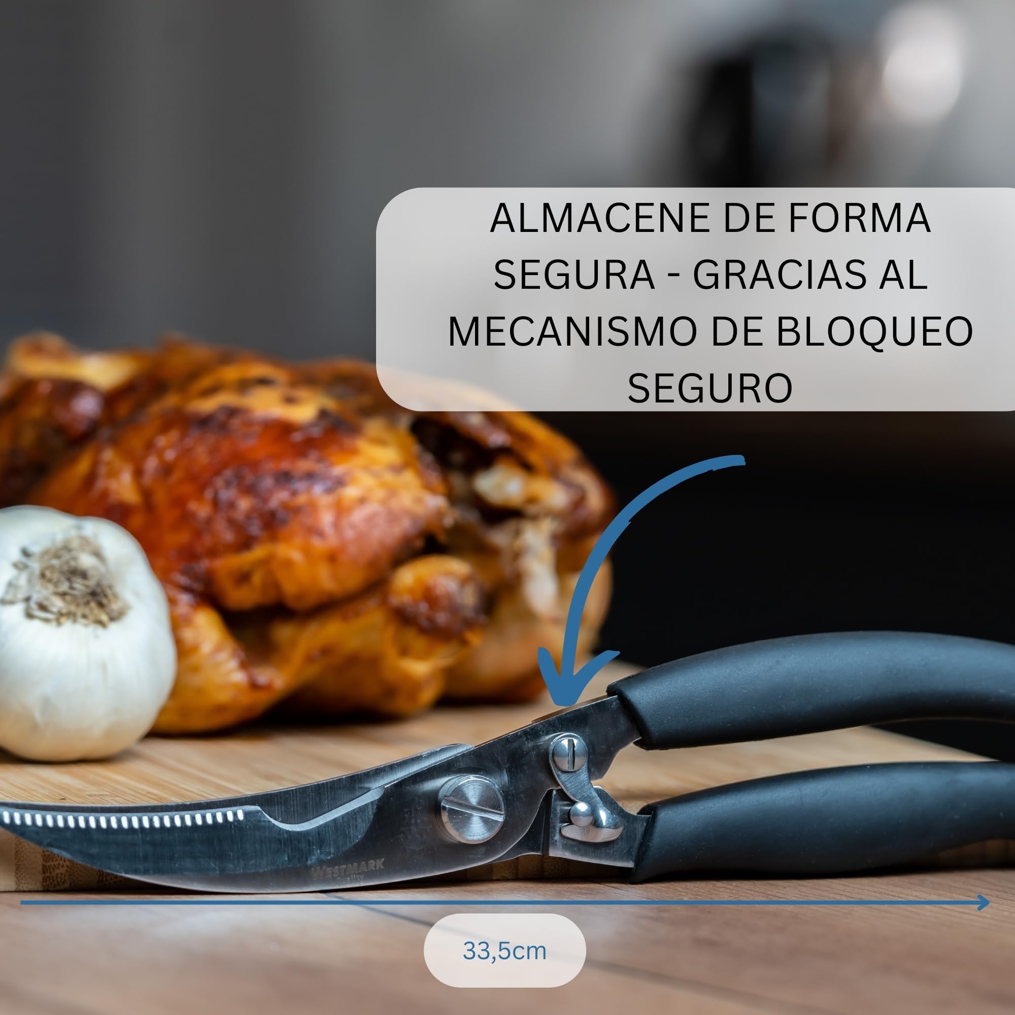 Westmark Set de Acero Inoxidable para Aves, 1x Tijeras para Aves, 1 x exprimidor para Asar & Hilo de Cocina 60m, para Catering o en casa (Negro/ 3 Piezas)