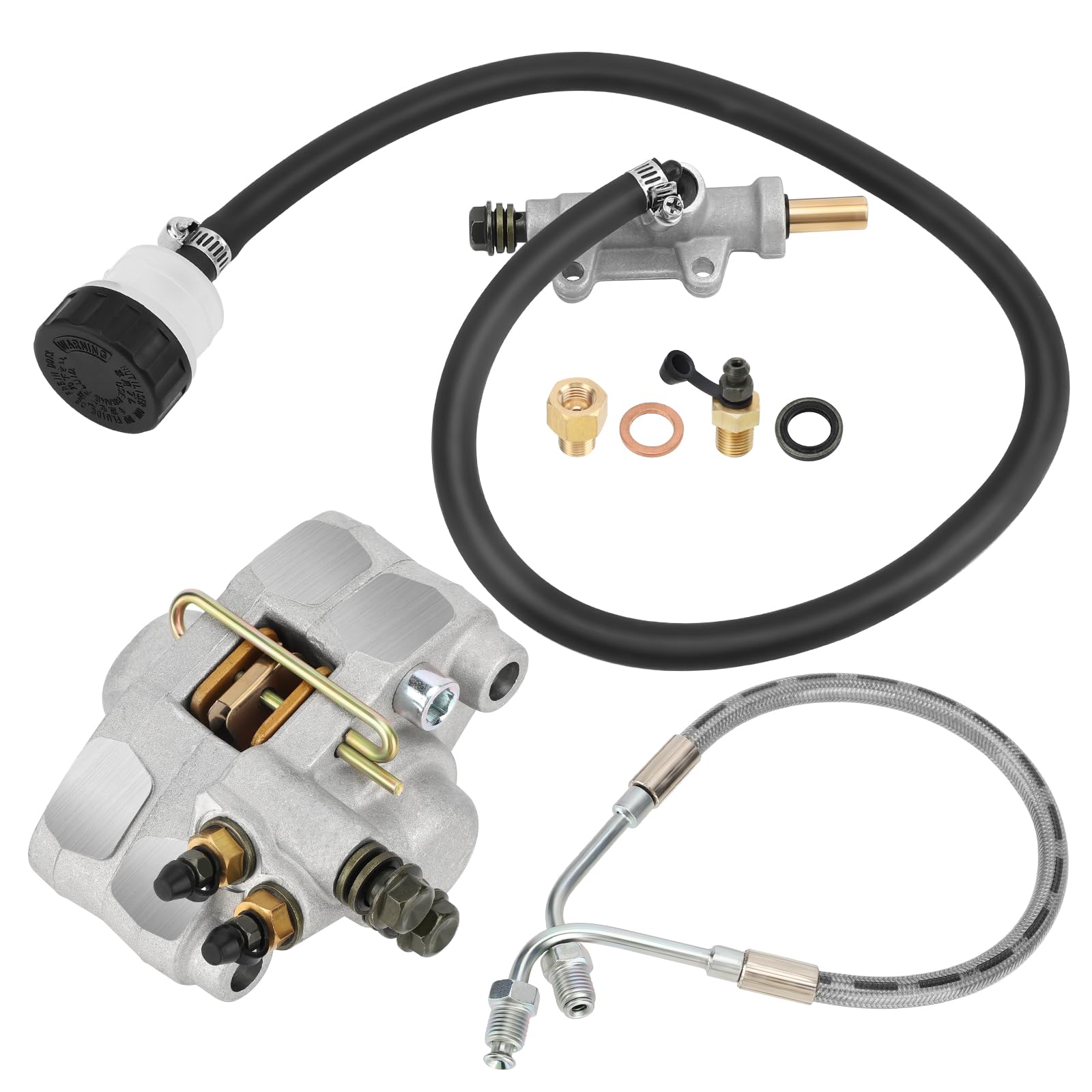 Rear Brake Caliper & Master Cylinder & Hose Line Compatible with Polaris Sportsman 400 500 Diesel 455 Worker 500 2001 2002, OEM#1910301 1910553