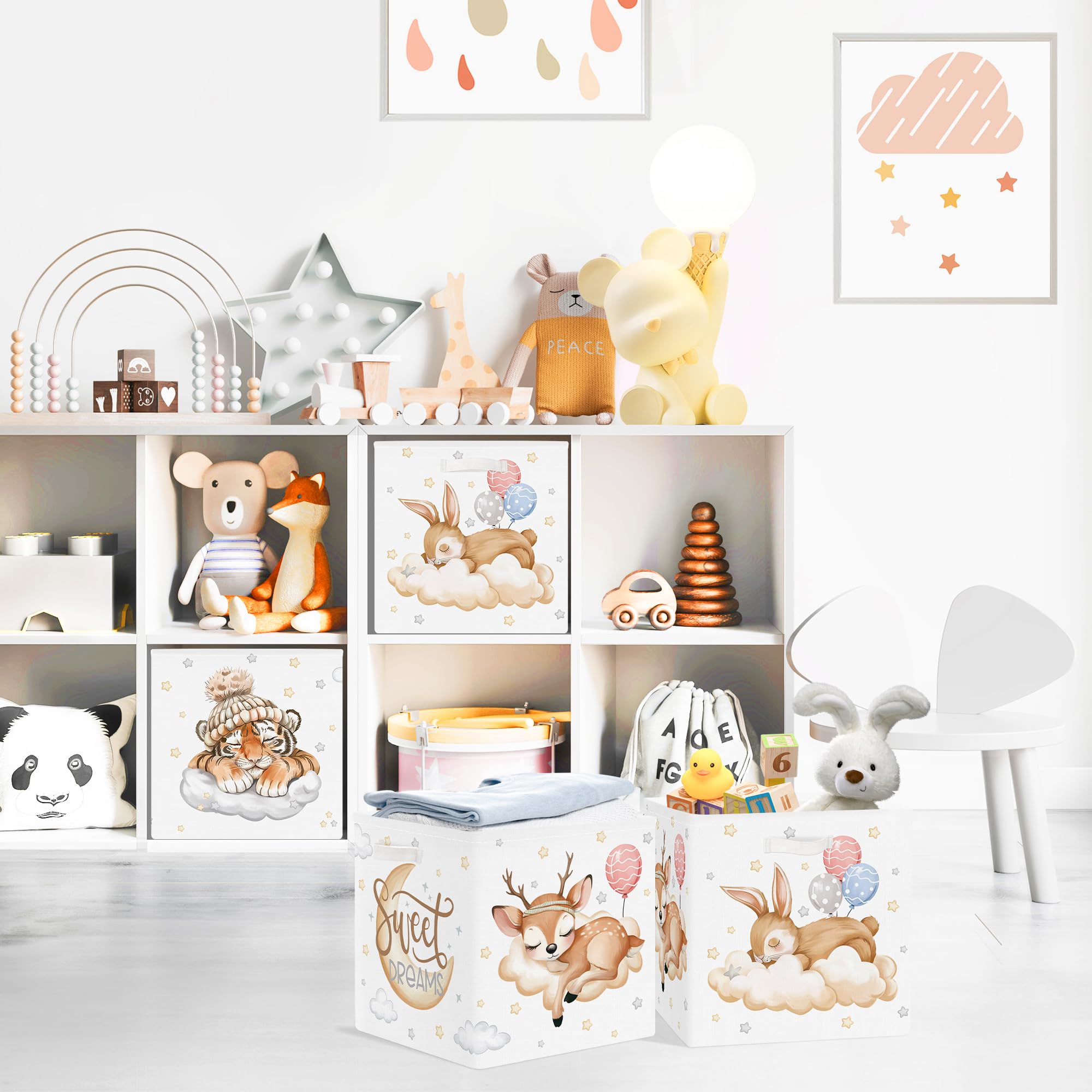 Clastyle 3 pcs Dreamy Animal Cube Storage Boxes for Shelves Kallax Boxes, Tiger, 30x30x30 cm - Image 3