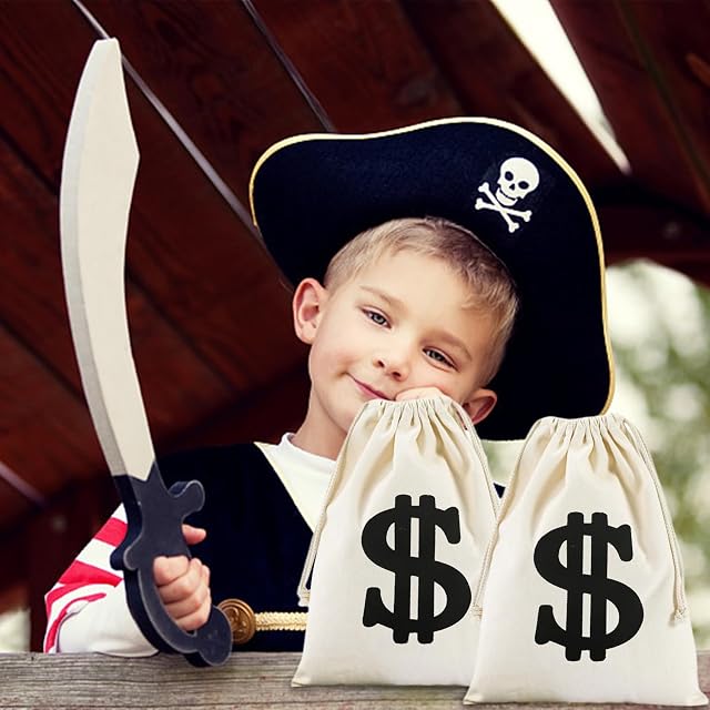 Foto 5 de 6 de 2 monederos, monedero con signo de dólar, bolso de lona, bolsa de ahorro, traje de ladrón, disfraz de ladrón