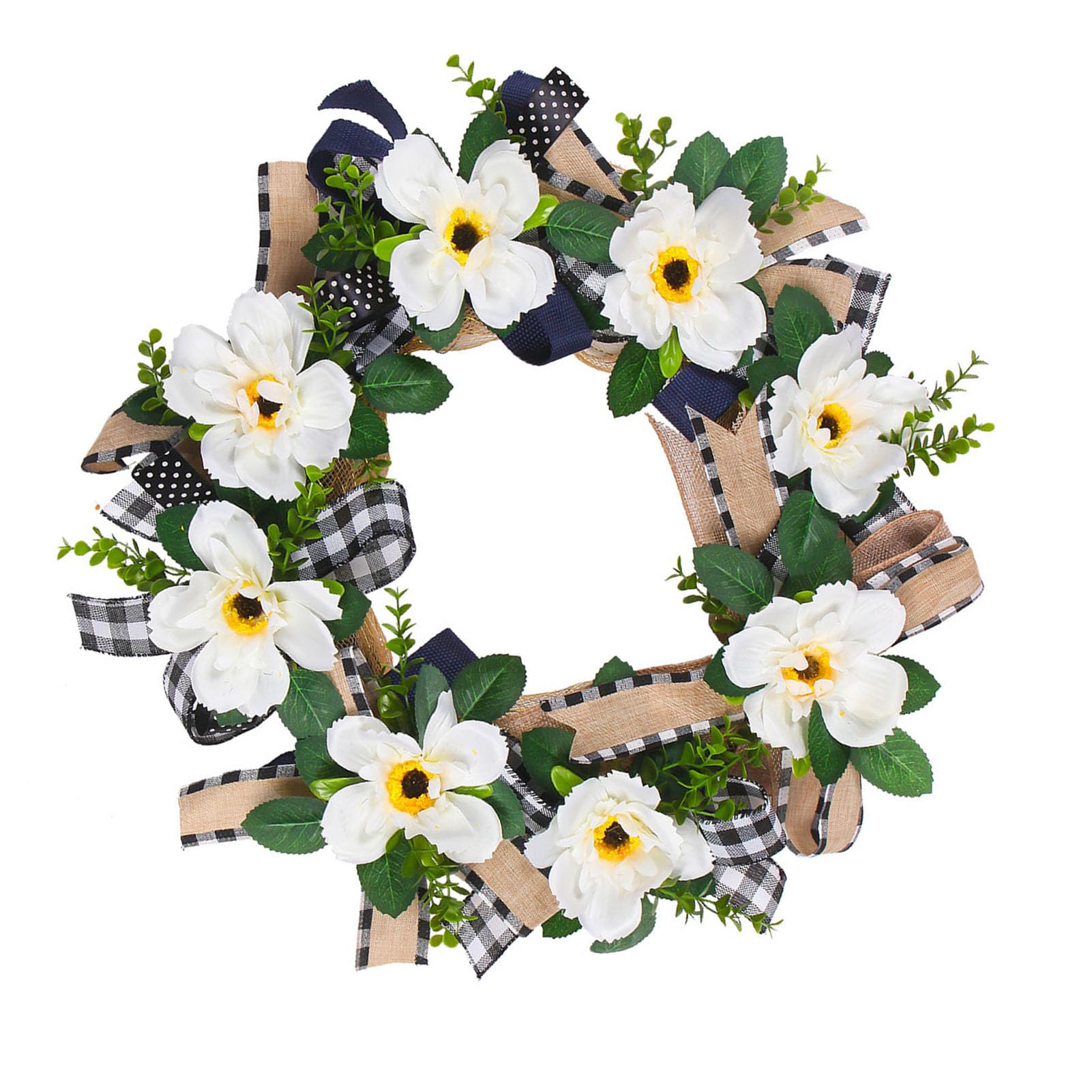 Buachois Artificial Floral Wreath, 50cm Seidenblumen Kranz mit Aufhängeschlaufe, für Haustür Wand Fenster Dekoration drinnen und draußen