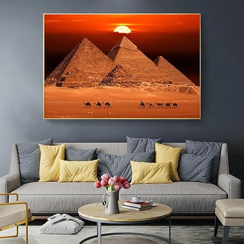 Miniatura 3 de Carteles de pirámide del desierto egipcio, impresión en lienzo, decoración de arte de pared de sala de estar moderna, mesa de 19.7x29.5 in sin marco