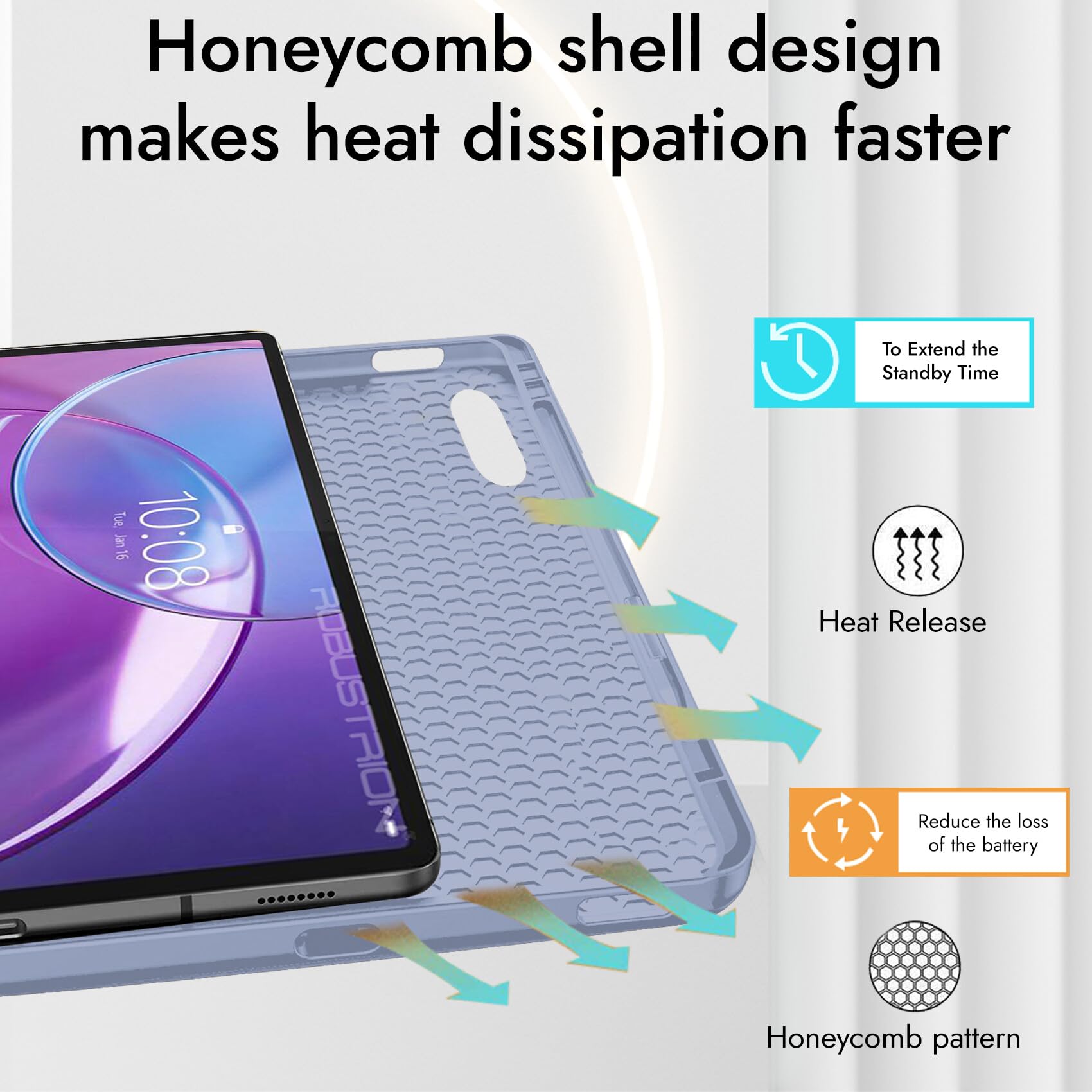 Robustrion Case for Lenovo Idea Tab Pro 2nd Gen 13 inch Cover Case with [Pencil Holder] [Soft Flexible Case] for Lenovo Idea Tab Pro Gen 2 Cover Case 13 inch [Auto Sleep Wake Support] - Lavender — Amazon image 4