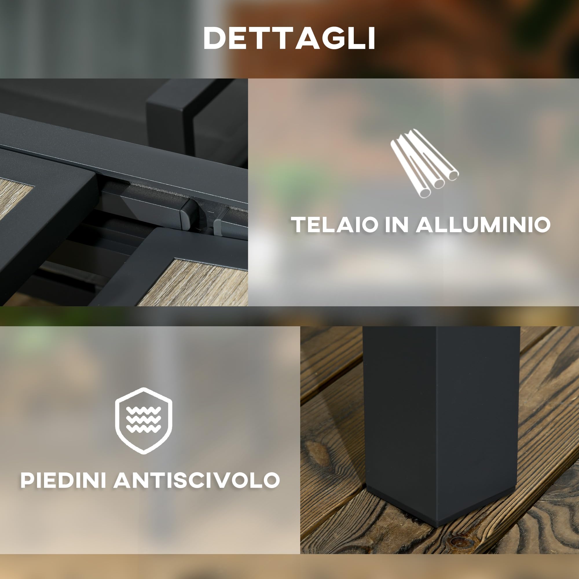 Outsunny Tavolo da Giardino Allungabile da 80/160x80x75 cm, Tavolo da Esterno Estensibile per 6 Persone Rettangolare in Alluminio con Piano Plastica, Per Patio, Terrazzo, Balcone ed Esterno, Beige