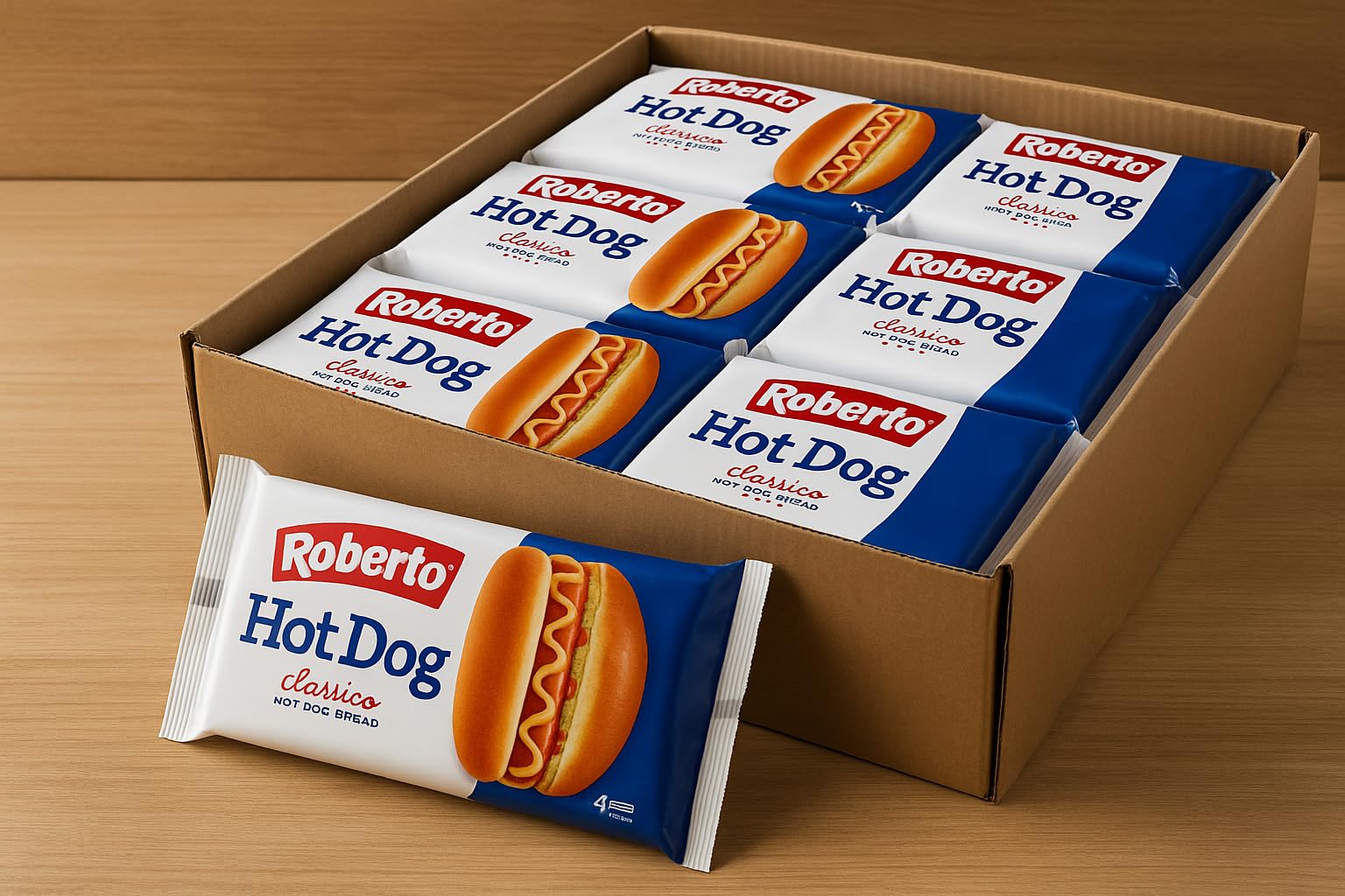 Hot Dog Classico Pane Morbido per Hot Dog, 4 Panini per Confezione, Ideale per Grigliate e Ricette Americane, Scorta da 8 Confezioni"