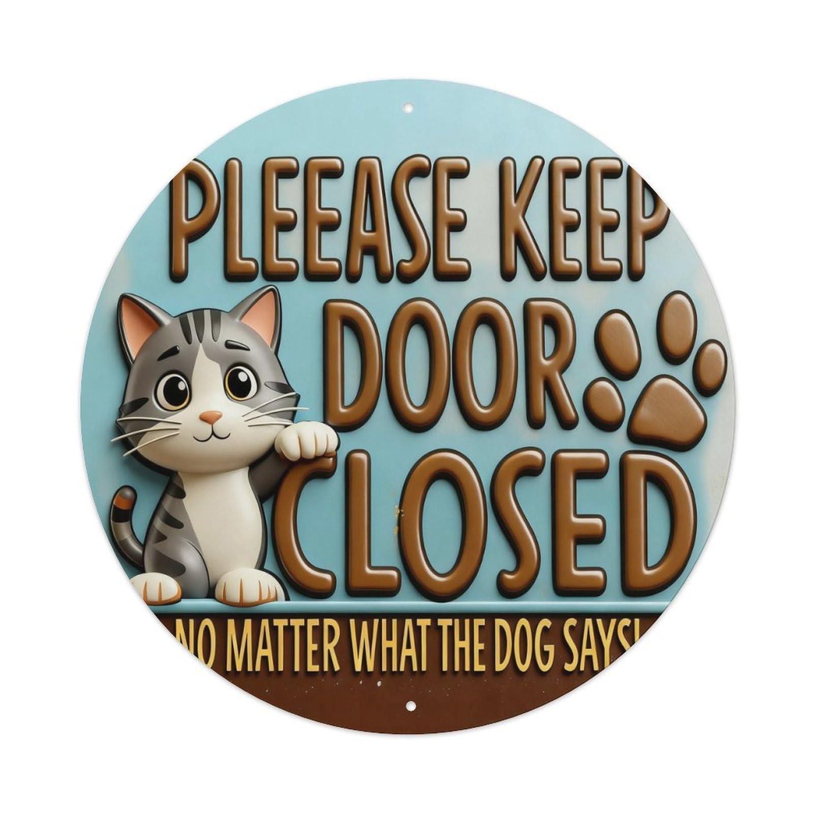 Please Keep Gate Closed Dog Sign Round Metal Tin Sign Vintage Wall Decor, Bar Garage Cafe Kitchen Home Wall Art Poster 8x8inches