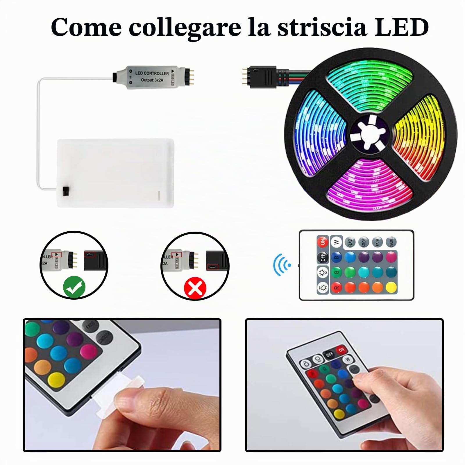 Striscia Led a Batteria Decorare per DIYer: Autoadesivo 2M LED Alimentate a Batteri Telecomando a 17 Pulsanti Dimmerabile - Decorazione D'interni fai da te