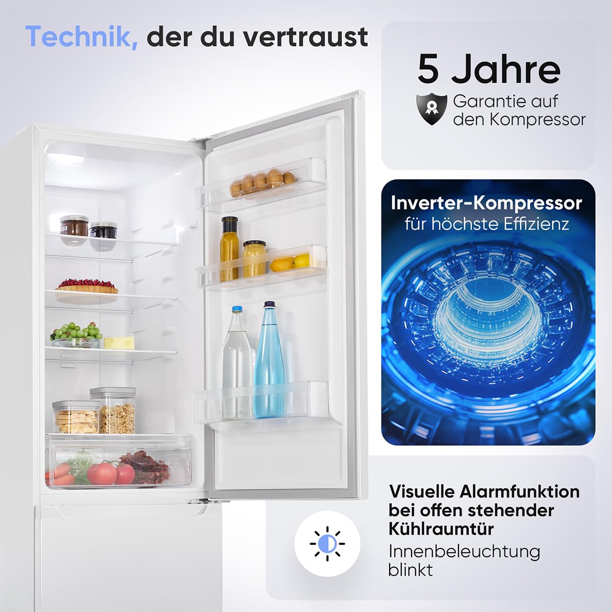 Bomann® Kühlschrank mit Gefrierfach | Energieklasse C | 181cm | NoFrost | 5 Jahre Kompressor-Garantie | Kühl Gefrierkombination No-Frost | Kühlgefrierkombination freistehend | KG 7370 weiß