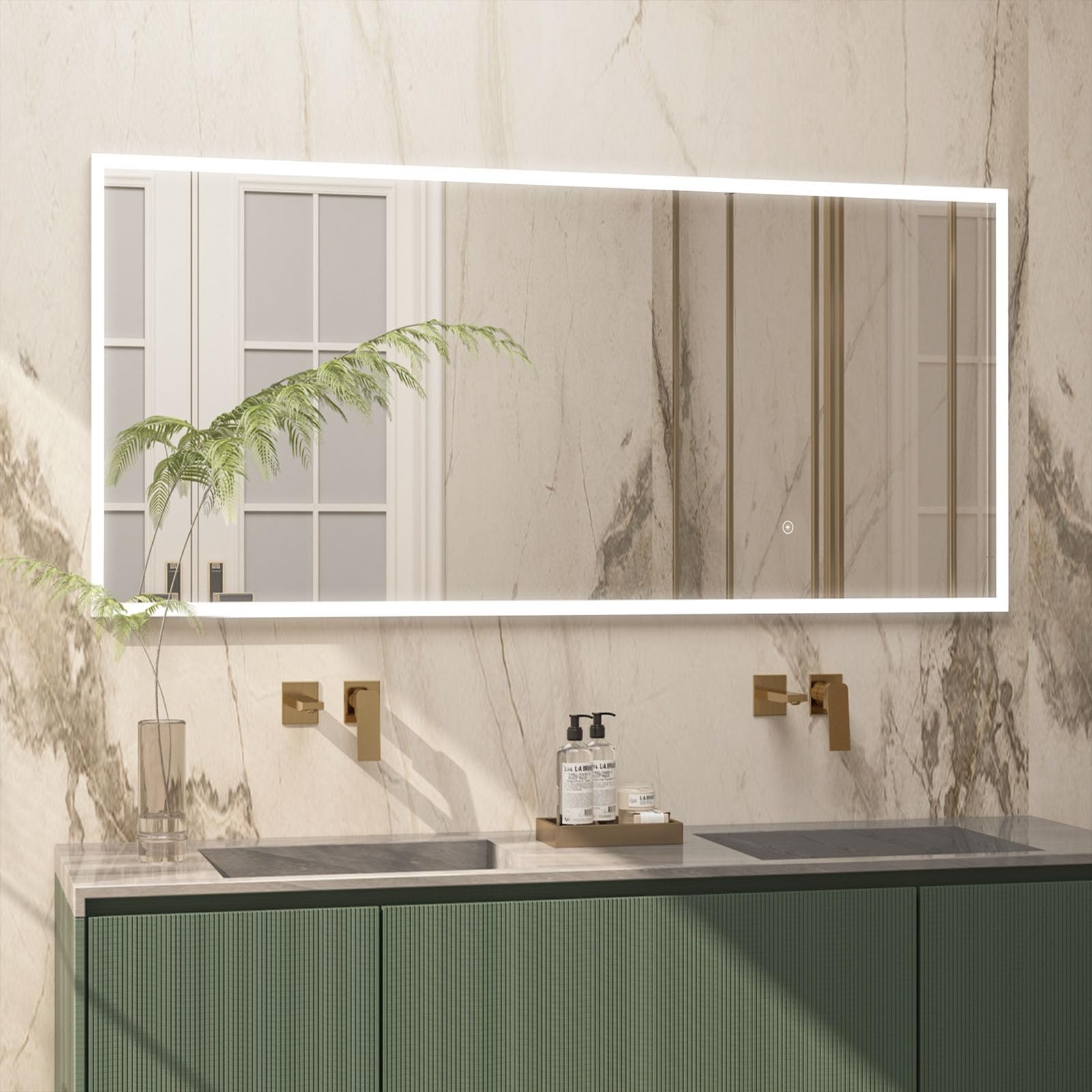 Calissando Miroir sur Pied Pleine Longueur avec Lumière LED 165 x 61 cm Blanc