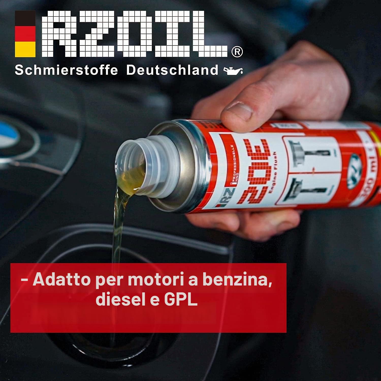 1 risciacquo motore RZ20E, detergente per motore, lavaggio dell'olio, detergente per sistemi dell'olio, additivo per olio, detergente per motore, motore e flacone da 300 ml