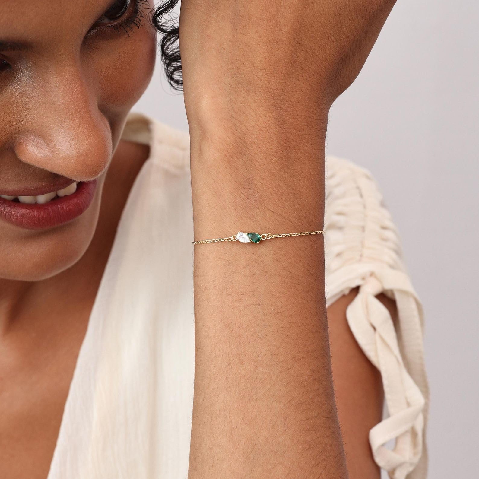 Pulsera de piedras preciosas personalizadas plata de ley 925 amistad almas hermanas Pulsera piedras preciosas personalizados Joyería artesanal Día de la Madre
