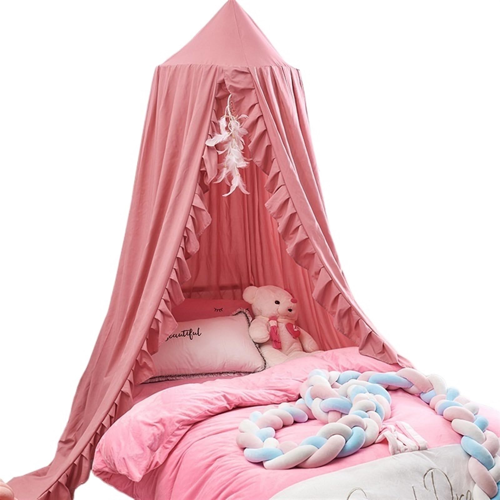 CGUOHU Hanging Kids Bedding Dome Bed Curtain Canopy Mosquito Net Bedcover For Reading Playing Home Decor For Bed(Pink)
