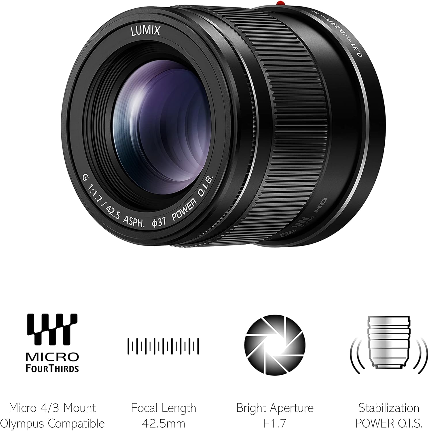 Suреr Chеар 🛒 Panasonic H-HS043E-K Lumix G Lens - Black (42.5 mm Focal Length, F1.7 Aperture, 37 mm Filter Size)