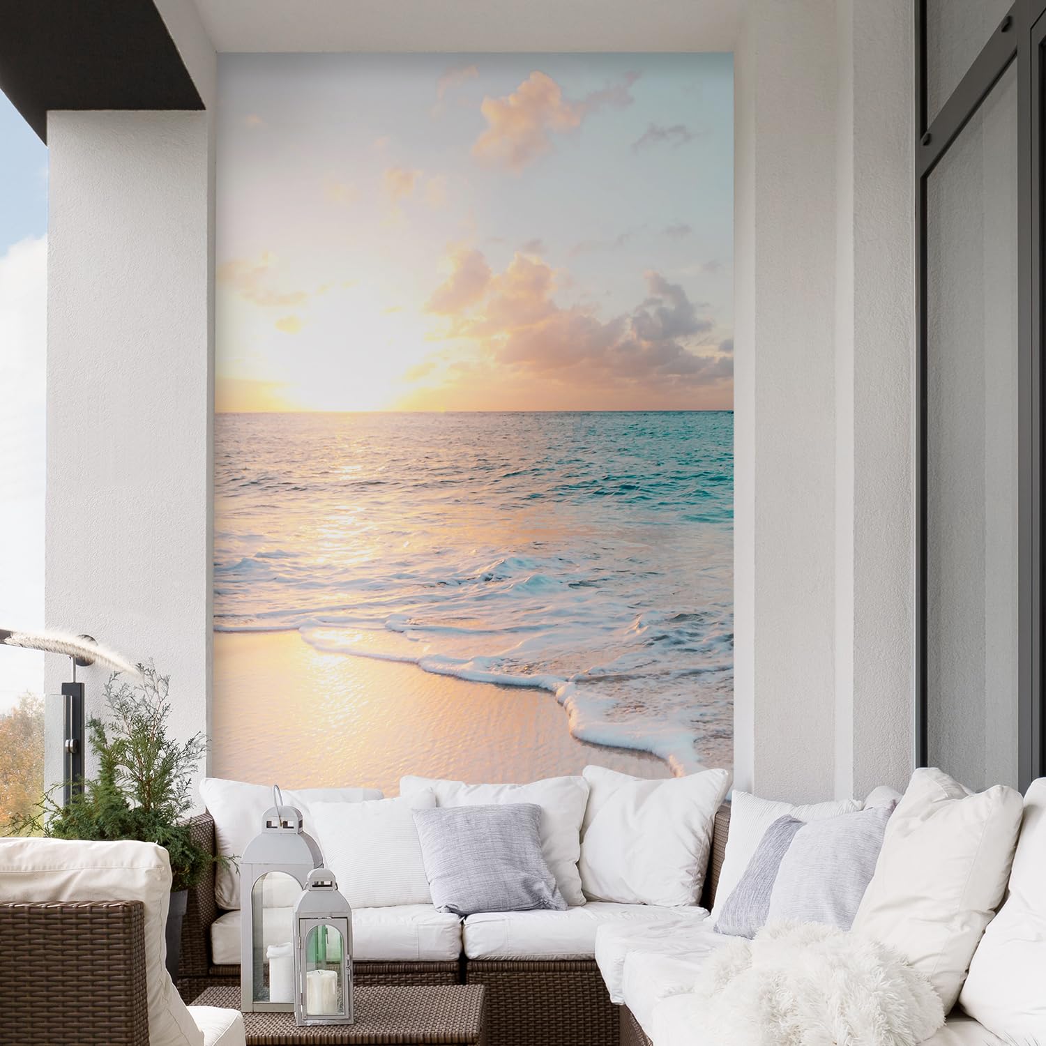 SIGNFORD Wall Mural Romantic Beach Removable Wallpaper Wall Sticker for Bedroom Living Room - 108"x72"