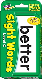 Trend Enterprises: Sight Words Level C Pocket Flash Cards, Great for Skill Building and Test Prep, 56 Two-Sided Cards Included, 108 Commonly-Used Words, for Ages 6 and Up,Green