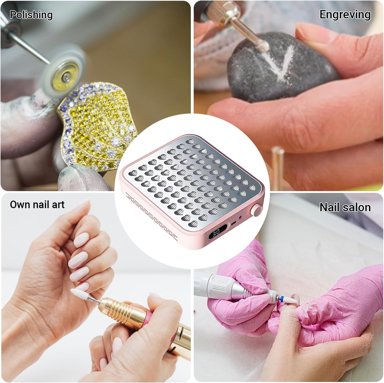Quiet Nail Dust Collector, Compact Vacuum Fan Dust Collector with Filter, Powerful Dust Suction Machine Manicure Pedicure Tool for Acrylic Nail Polishing, Salon & Home