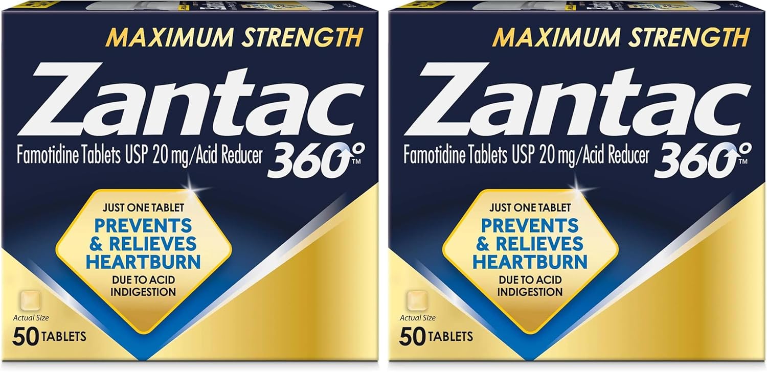 Zantac 360 Max Strength 20 mg Famotidine Tablets (50-count x 2)
