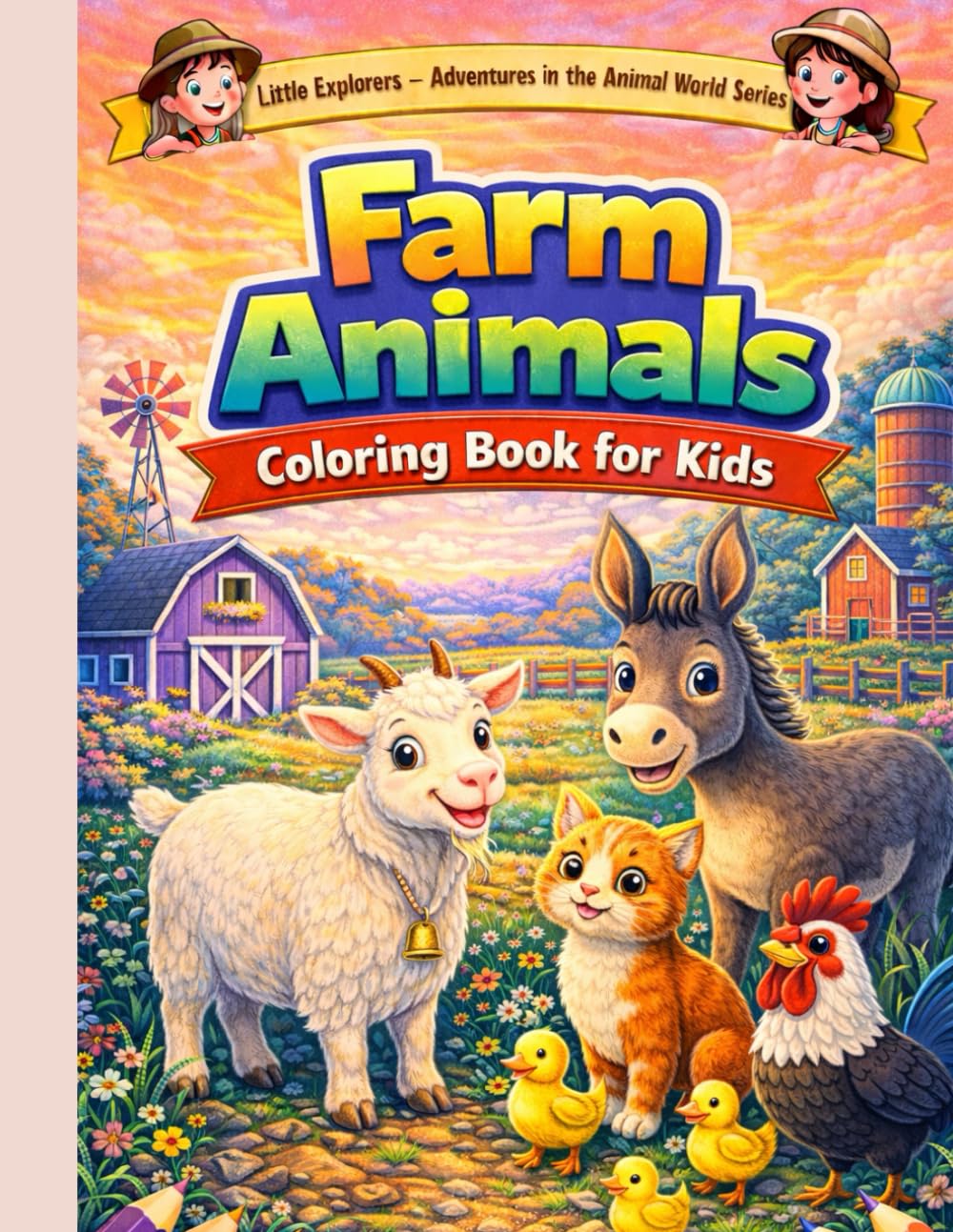 FARM ANIMALS COLORING BOOK FOR KIDS: Fun Farm Scenes and Activities for Kids Ages 4–8 (Little Explorers – Adventures in the Animal World)