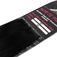 Vista 2 de 20 extensiones de cabello humano Remy invisibles inyectadas a máquina de poliuretano de 18 pulgadas (#1 negro)