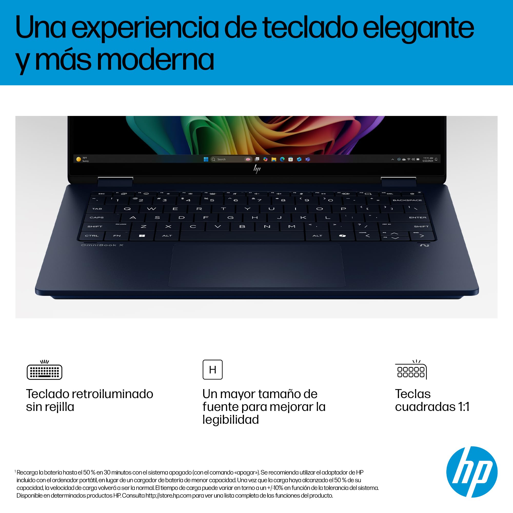 HP Omnibook X Flip - Ordenador portátil Convertible de 14" OLED 3K táctil (Intel Ultra 7-258V EVO, 32GB RAM, 1TB SSD, Intel ARC Graphics, Windows 11, WiFi 7) Silver- Teclado QWERTY Español