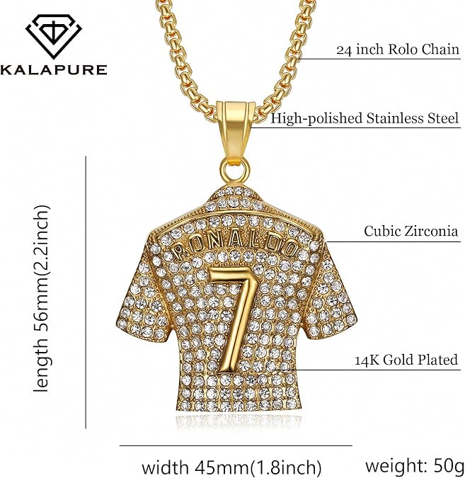 Number 7 Soccer Jersey Necklace for Boys, No.7 Soccer Jersey Ball Necklace for Mens, No.7 Jersey Soccer Necklaces for Football Fans