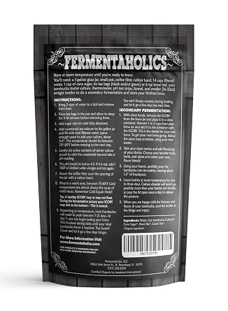 Fermentaholics ORGANIC Kombucha SCOBY With Twelve Ounces of Starter Tea - Live Starter Culture - Makes A One Gallon Batch - 1.5 Cups of Strong Mature Starter Tea - Brew Your Own Kombucha (1 Pack, 1, Count)