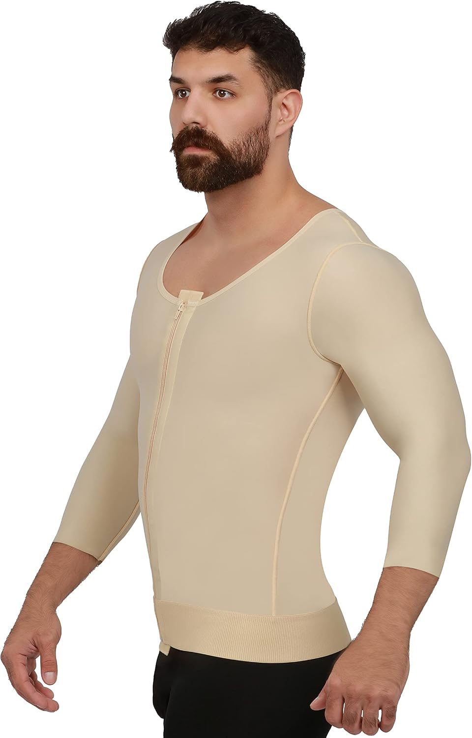 Isavela Male Mid Sleeve (3/4) Abdominal Cosmetic Surgery Compression Vest w/Zipper (MG06-MS)