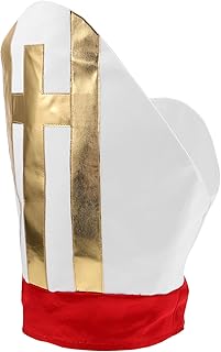 Pope Costume Hat Authentic Liturgical Miter Headpiece Religious Clergy Biblical Accessory for Church Plays Halloween Dress Up