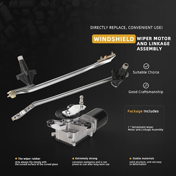 602-203AS Windshield Wiper Motor and Linkage Assembly, For Chevrolet For Chevy C1500/C2500/C35/C3500HD/Blazer/Suburban/Tahoe/Kodiak 1988-2002, For GMC K3500/C6000/C7000/C3500HD/C1500 1988-2002