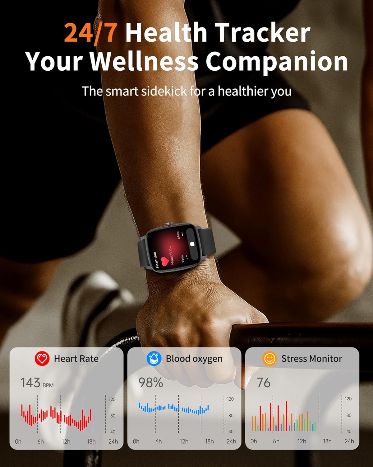 Smart Watch for Men Women Bluetooth Call, 1.85" HD Touch Screen AI Voice Smartwatch, Fitness Tracker with Sleep/Heart Rate Monitor, 100+ Sports Modes, IP68 Waterproof, Compatible with Android & iOS - Image 3