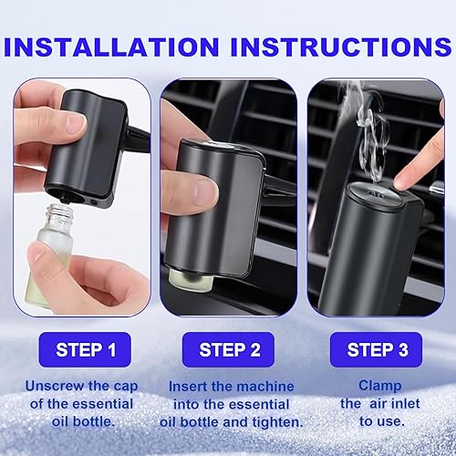 Miniatura 13 de Ambientador inteligente para automóvil, 3 niveles de intensidad ajustable, difusor de aroma recargable, difusor de aroma ajustable, 220 mAh