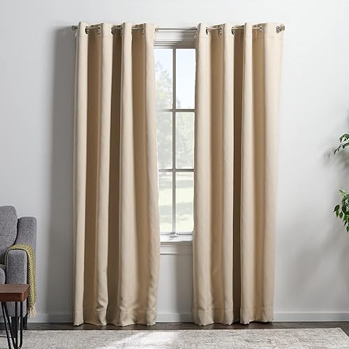 Miniatura 8 de Linenspa Juego de 2 paneles de cortinas 100% opacas cortinas negras de 108 pulgadas de largo aislamiento térmico, reducción de ruido