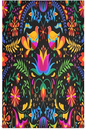 Kigai Juego de 4 toallas de cocina con diseño floral mexicano, ultra suaves y absorbentes, toallas de mano para baño, paños de limpieza