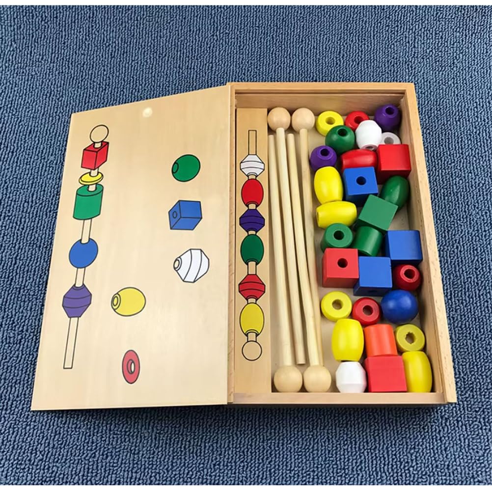 Montessori Drewniane Koraliki Trój-ciało Sześć-Kolorów Zabawki Wczesnodziecięce Rozwój Sensoryczny Szkolenie Intelektualne