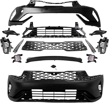 Complete Front Bumper and Grille Kit Compatible with 2021-2024 Kia K5 EX LX LXS,Replaces OEM 86351L3000, 863B5L3000, 86531L3000, KI1036153 with Fog Lights,Unpainted