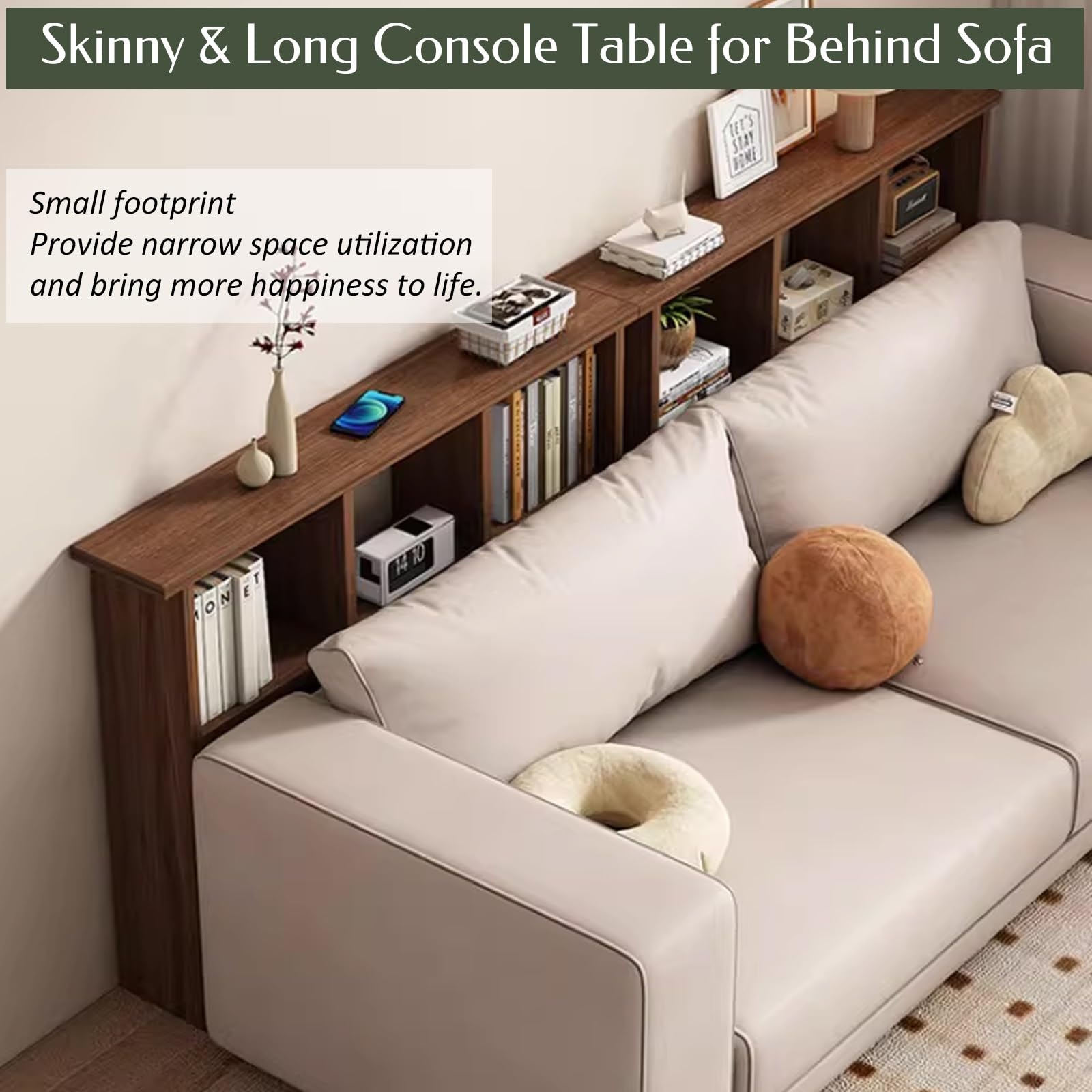 Consolle dietro divano Retro Compatto Del Tavolino Da Divano Con Contenitore, Singolo E Doppio Strato, Consolle Sottile Per Camera Da Letto/Sala Impianti/Cucina(150x22x86cm/59x9x34in)