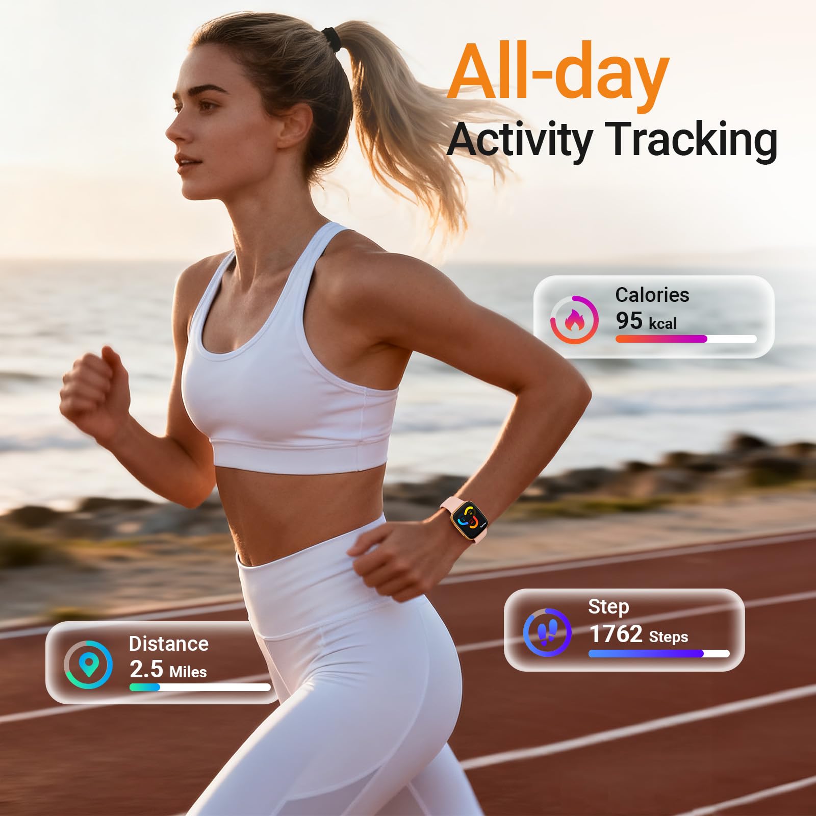 Fitpolo Smart Watch for Women, 1.85" AMOLED Fitness Tracker with Bluetooth Call, Heart Rate/Sleep/SPO₂ Monitor, 100+ Sports Modes, 3ATM Waterproof Smartwatch for Android/iPhone, Includes 2 Bands